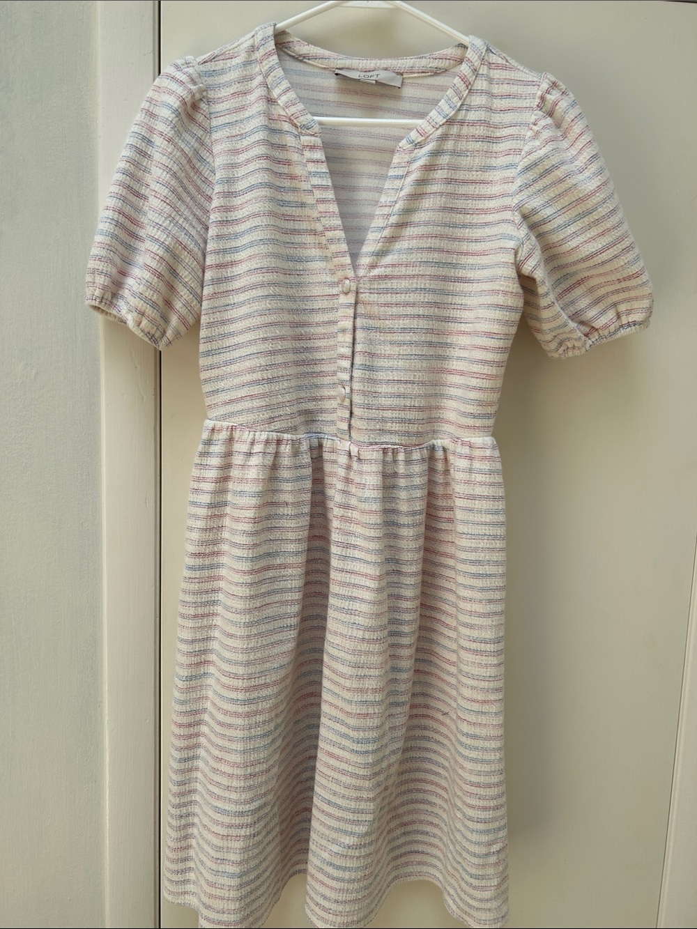 LOFT Pastel Stripe Knit Dress in Cream, Pink, Blue